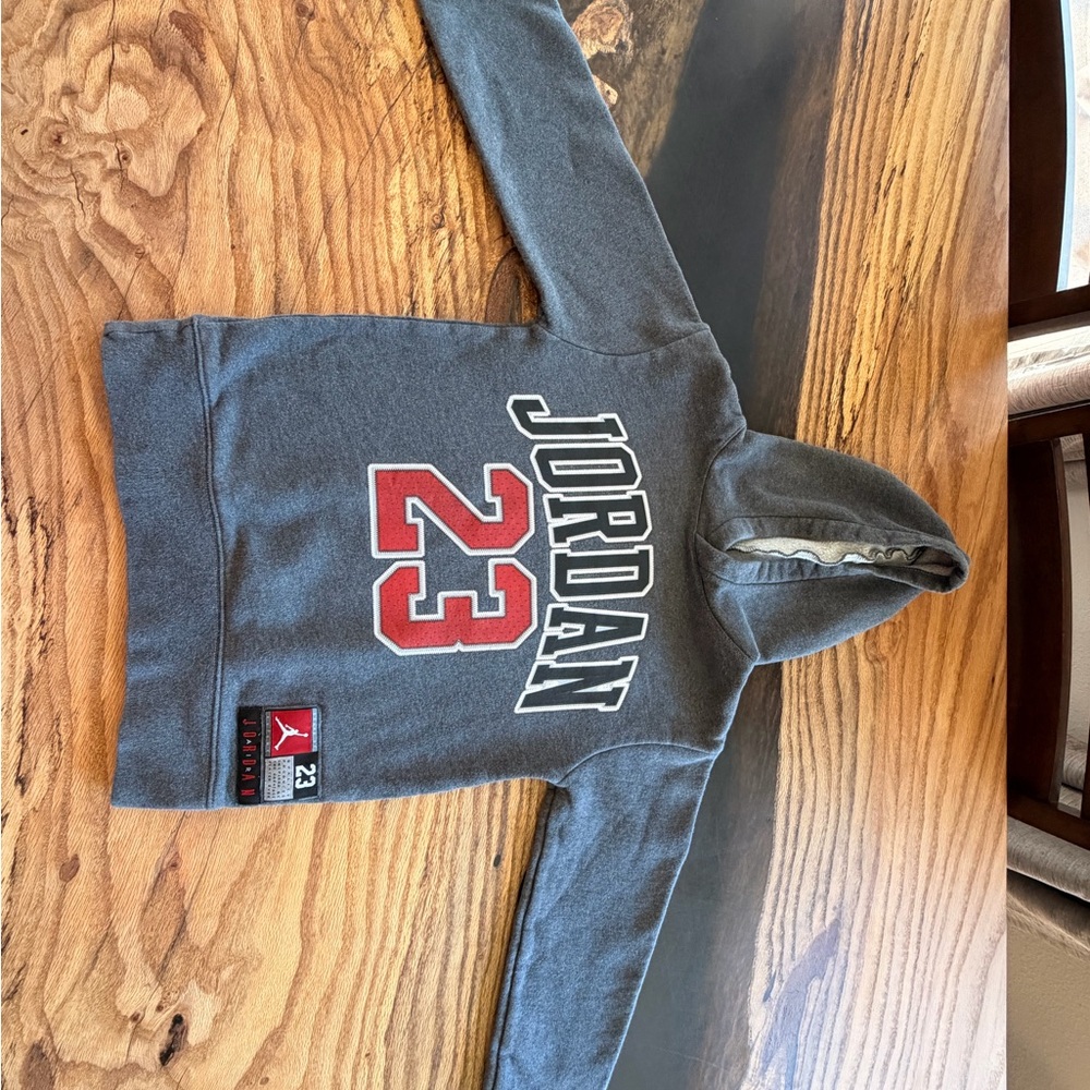 Jordan Boys Hoodie 23 Gray Pullover Sweatshirt Size 8-10